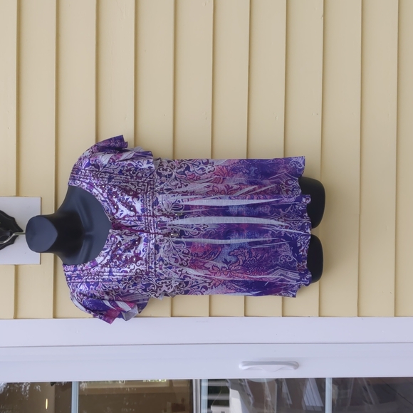 Unity World Wear Tops - UNITY WORLD WEAR Purple Mandala Top Jewels Large